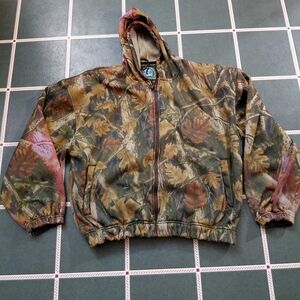Camo Leaf Hooded Puffer Jacket - Brown/Green